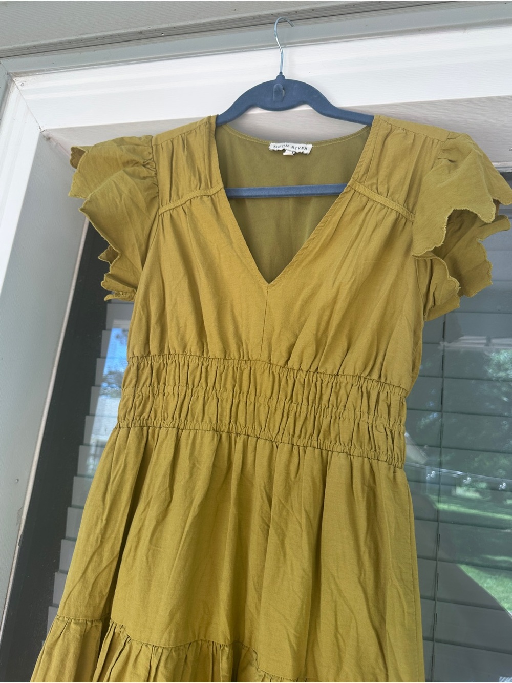 Moon River Green Eyelet Tiered Maxi Dress Small - Picture 3 of 11